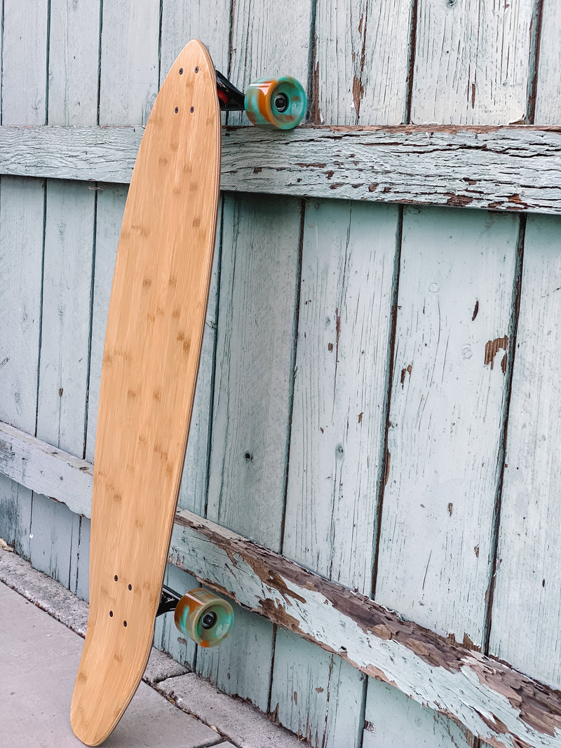 Bamboo Kicktail Cruiser Board (orange/blue wheels)