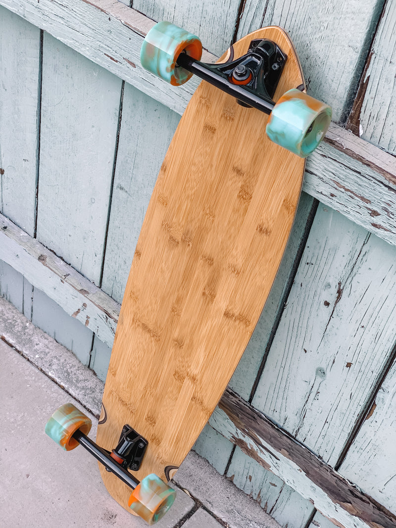 Bamboo Kicktail Cruiser Board (orange/blue wheels)